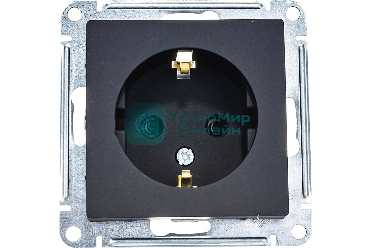 Механизм розетки 1-м СП AtlasDesign с заземл. защ. шторки 16А карбон SchE ATN001045