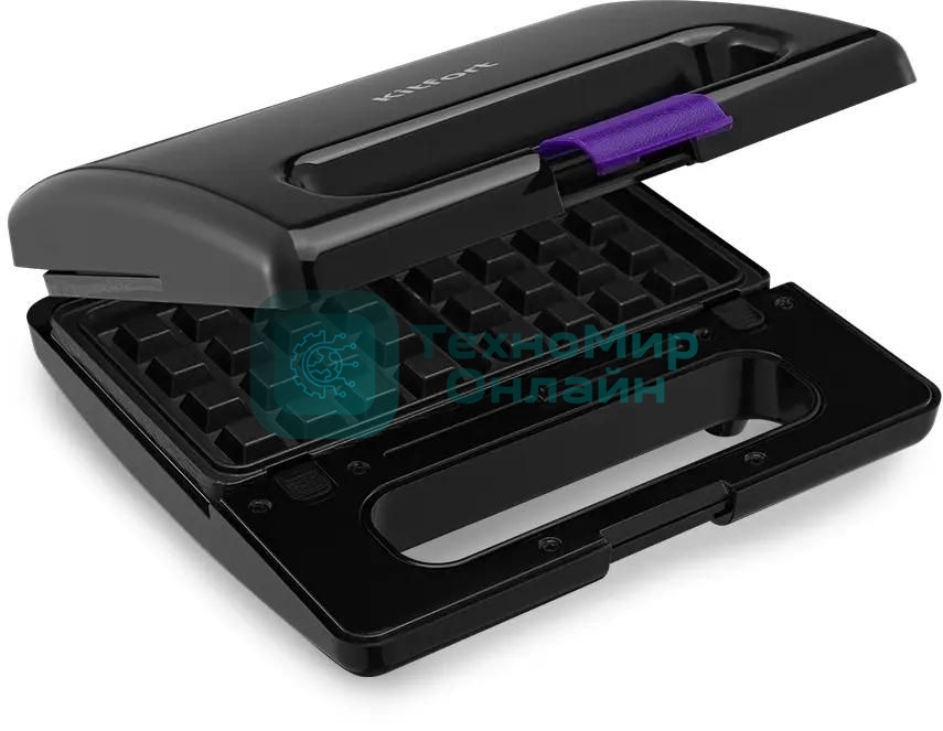 Вафельница Kitfort КТ-3611 800Вт черный/фиолетовый