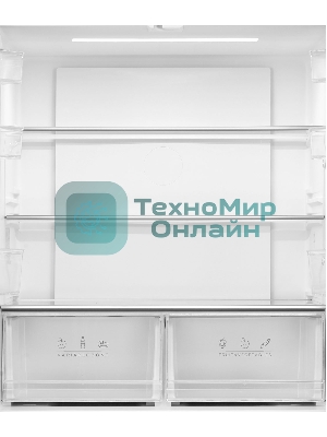 Холодильник Schaub Lorenz SLU X490GI3EI бежевый стекло трехкамерный 300/124л морозилка снизу, No Frost, Side by Side