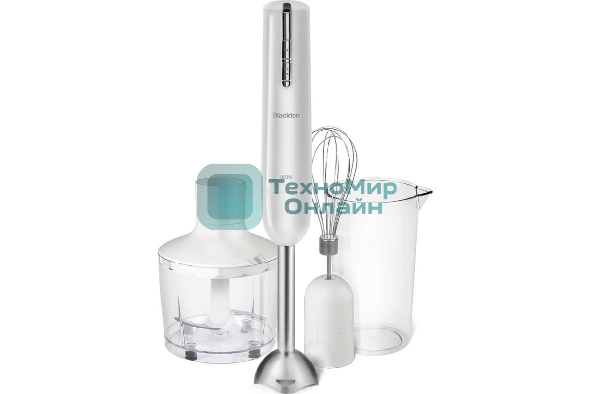 Блендер Blackton Bt HB401P белый. Мощность 900 Вт, 3 в 1: блендер, миксер, измельчитель