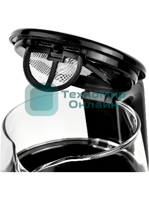 Чайник Centek CT-0019, 1100 Вт, стекло, черный и серебристый