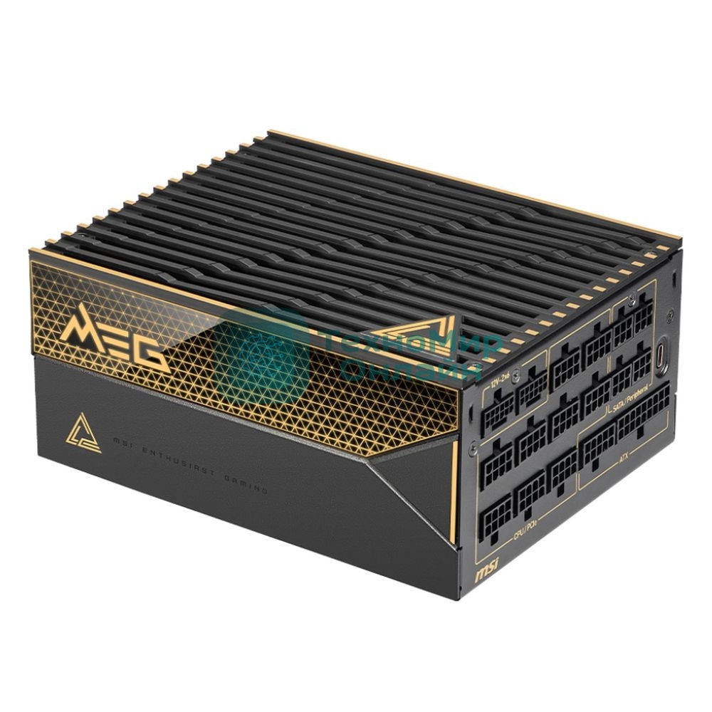 Блок питания ПК MSI MEG Ai1600T PCIE5, 1600W, 80 PLUS Titanium, полностью модульный, ATX 3.1, PCIE5.1, RTL