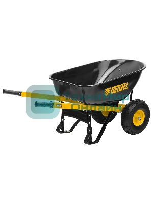 Тачка строительная Denzel усиленная, объем 140 л, 250 кг, двухколесная, колесо 15х6.00-6