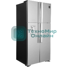 Холодильник Hitachi R-W660PUC7X GS серебристый стекло двухкамерный 396/144л морозилка сверху, No Frost, Side by Side