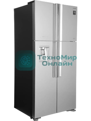 Холодильник Hitachi R-W660PUC7X GS серебристый стекло двухкамерный 396/144л морозилка сверху, No Frost, Side by Side