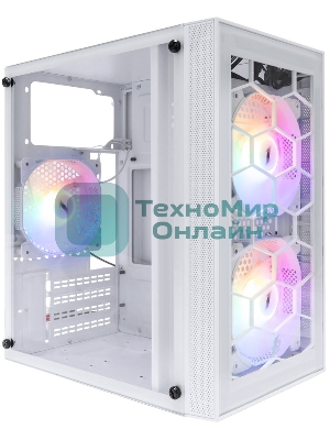 Компьютерный корпус 1STPLAYER FIREBASE X1 белый, mATX, 3x120мм LED fans
