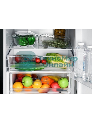 Холодильник Nordfrost RFC 390D NFGB черное матовое стекло двухкамерный 240/95л морозилка снизу