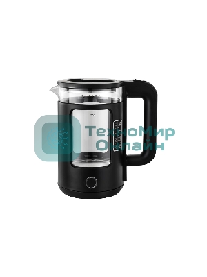 Чайник электрический Energy E-256, 1500 Вт, 1,5л, стекло, черный