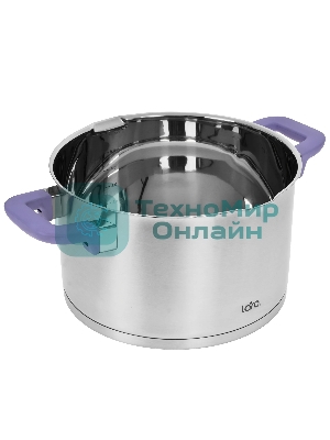 Кастрюля LARA LR02-255 Лаванда 6,4 л, 24 см, нержавеющая сталь, с крышкой