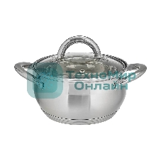 Кастрюля WEBBER BE-351/2 1,9 л, 16 см, из нержавеющей стали со стеклянной крышкой