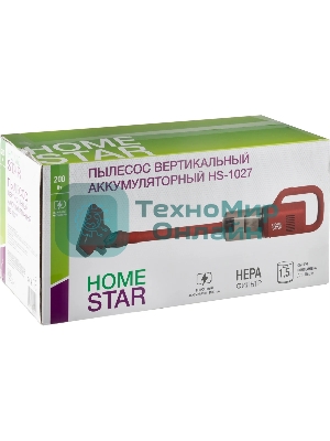 Пылесос вертикальный Homestar HS-1027 красный, питание от аккумулятора, 200 Вт, уборка сухая, пылесборник 1.5 л