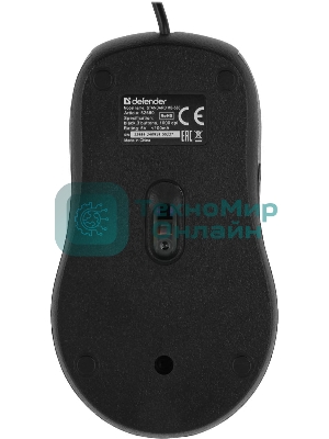 Мышь проводная Defender Standard MB-580 черный, 1000 dpi, USB, кнопки - 3