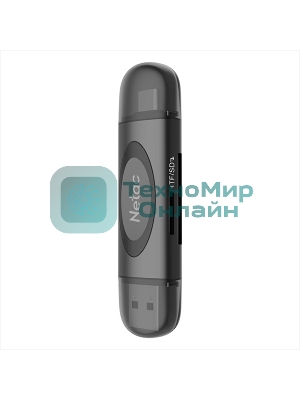 Кард-ридер Netac WK14/черный/Micro SD/Micro SDHC/Micro SDXC/SD/SDHC/SDXC/USB Type-A/USB Type-C/пластик