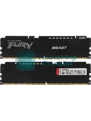 Оперативная память Kingston Fury Beast, DDR5, 16GB (2x8GB), 5600MHz, CL40, DIMM, с радиаторами, черный