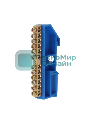 Шина ЭРА NO-222-47 N ноль на DIN-изоляторе ШНИ-6х9-12-Д-синий