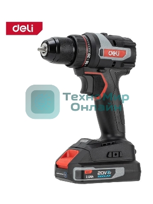 Дрель-шуруповерт Deli DE-DZ20-1D2, 20 В, 2 Ач, 50 Нм, бесщеточный