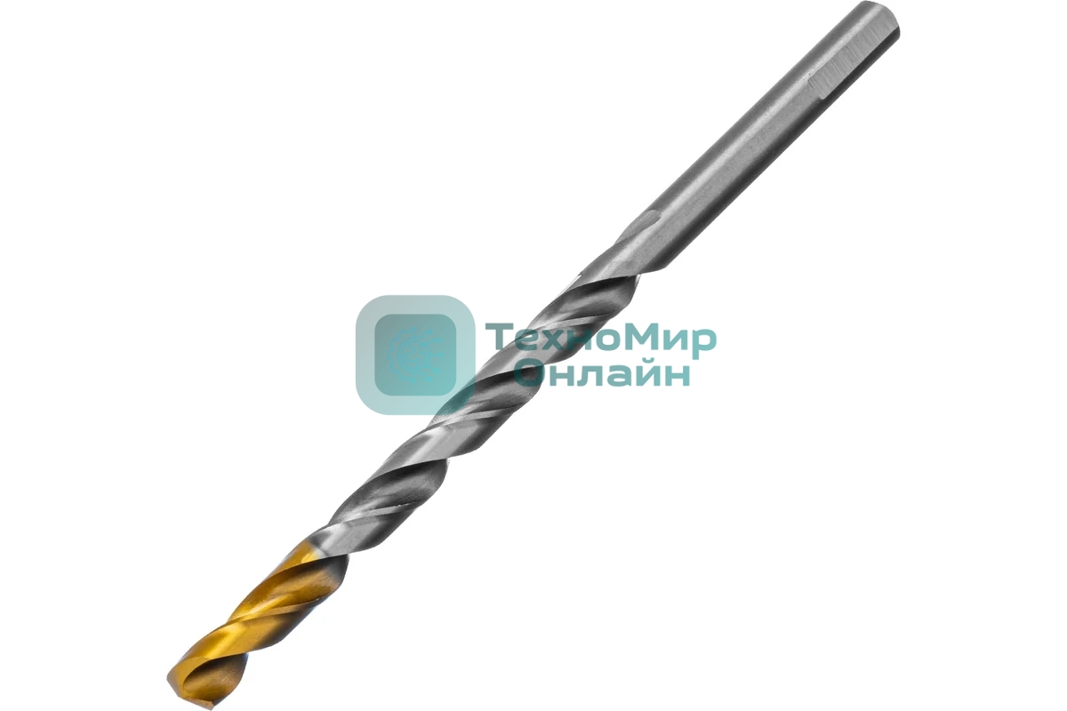 Сверло спиральное по металлу Denzel 8,5 х 165 мм, Р6М5, Golden Tip, удлиненное