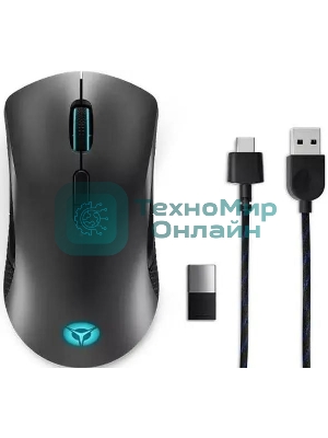 Мышь беспроводная/проводная Lenovo Legion M600 черный, 16000 dpi, радиоканал, Bluetooth, USB, кнопки - 9