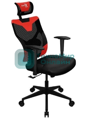 Кресло Aerocool GUARDIAN Champion красный, сетка, 150 кг, подголовник, регулируемые подлокотники, механизм качания, поясничная подушка