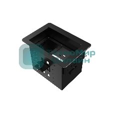 Прямоугольный металлический корпус Wize Pro WRTS-06BOX-B для модульной системы врезного лючка в стол с убирающейся крышкой для установки до 6 модулей-вставок, преустановленная рамка, черный