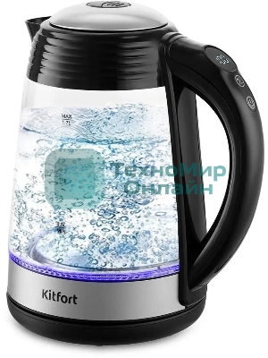 Чайник электрический Kitfort КТ-6126 1.7л. 2200Вт черный (корпус: стекло)