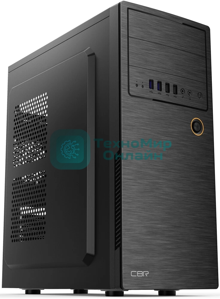 Корпус CBR PCC-ATX-E180-USB32-USB22-WPSU, Midi-Tower, чёрный