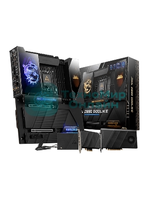 Материнская плата MSI MEG Z890 GODLIKE, LGA1851, Intel Z890, 4xDDR5, 4xSATA, 8xM.2, 2xPCIe 5.0 x16, 1xPCIe 4.0 x4, 2xThunderbolt 4 (40Gbps), 1x10G LAN, 1x5Gb LAN, Wi-Fi 7, Bluetooth 5.4, 5xUSB-C 10Gbps, 1xUSB-C 20Gbps, 8xUSB-A 10Gbps, 4xUSB-A 5Gbps, 4xUSB-A 2.0, 1xS/PDIF, 2x3.5 мм, 7.1, E-ATX