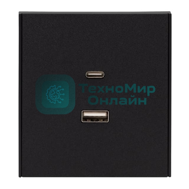 Розетка Kranz STRONG USB-A+Type-C 3А с функцией быстрой зарядки антрацит