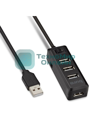 USB-концентратор Buro BU-HUB4-0.5L-U2.0, USB 2.0, USB 4 порта, USB
