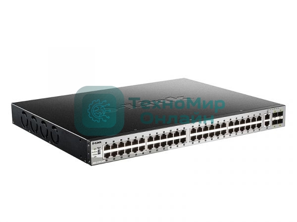 Коммутатор D-Link DGS-3130-54PS/B2A, PROJ L2+ Managed Switch with 48 10/100/1000Base-T ports and 2 10Gbase-T ports and 4 10Gbase-X SFP+ ports (48 PoE ports 802.3af/802.3at (30 W), PoE Budget 370W, PoE Budget wit
