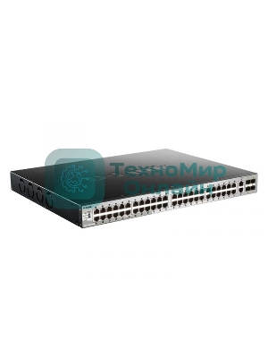 Коммутатор D-Link DGS-3130-54PS/B2A, PROJ L2+ Managed Switch with 48 10/100/1000Base-T ports and 2 10Gbase-T ports and 4 10Gbase-X SFP+ ports (48 PoE ports 802.3af/802.3at (30 W), PoE Budget 370W, PoE Budget wit