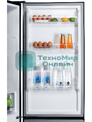 Холодильник Nordfrost RFC 390D NFGB черное матовое стекло двухкамерный 240/95л морозилка снизу