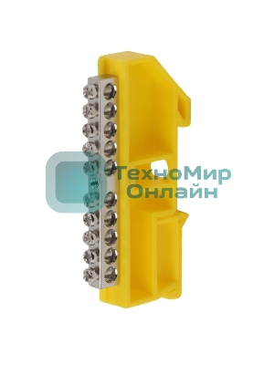 Шина ЭРА NO-222-92-1 PE земля на DIN-изоляторе ШНИ-6х9-10 никелированная Д-желтый