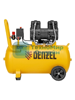 Компрессор безмасляный малошумный Denzel DLP-1500/50, 1,5 кВт, 50 л, 2850 об/мин, 250 л/мин