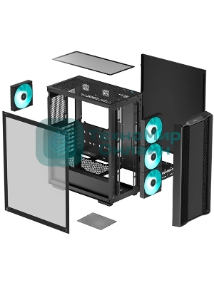 Корпус ATX Deepcool CC560 V2 черный, без БП, боковая панель из закаленного стекла, USB 3.0, USB 2.0, audio