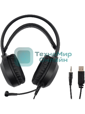 Гарнитура Oklick HS-L300G чёрный, проводная, 3.5 мм, подсветка