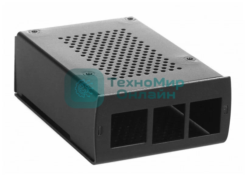 Корпус перфорированный Qumo с доп.креплением, Aluminum Case, Raspberry Pi 4B, черный(RS035)
