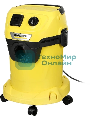 Строительный пылесос Karcher WD 3 P V-17/4/20 желтый, 1000 Вт, уборка сухая/сбор воды, пылесборник мешок/контейнер, 17 л