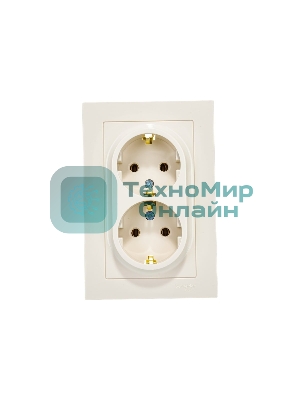Розетка 2-м AtlasDesign с заземл. 16А в сборе беж. SchE ATN000224