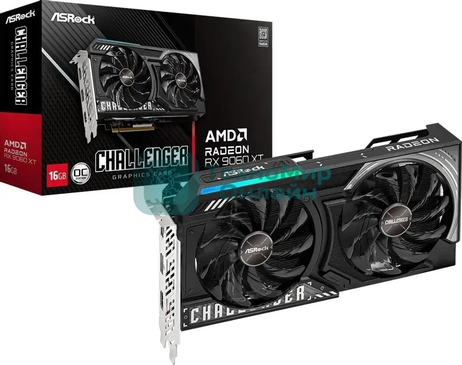 Видеокарта ASRock Radeon RX 9060 XT Challenger 16GB OC//RX 9060XT, HDMI, DP*2, 16G, D6