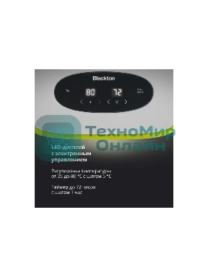 Сушилка для овощей и фруктов Blackton Bt FD1113 зеленый-белый, Мощность 400 Вт, Регулировка температуры 35-80 °С, Таймер 1-72 часа