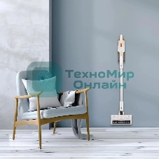 Пылесос вертикальный Coolfort CF-3001 белый, питание от аккумулятора, 150 Вт, уборка сухая, пылесборник 0.5 л, работа от АКБ max 30 мин.