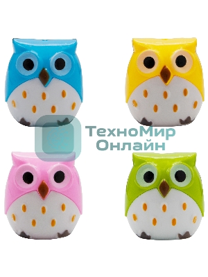 Точилка для карандашей ручная Silwerhof Owl Солнечная коллекция, 2 отверстия, пластик, ассорти, коробка