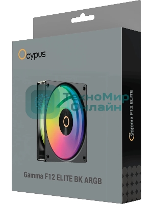 Вентилятор для корпуса Ocypus Gaммa F12 Elite BK ARGB REVERSE BLADE 3 IN 1, 120x120x25мм, 4-PIN PWM, 600-1800 RPM, 26 DBA MAX, HYDRO BEARING