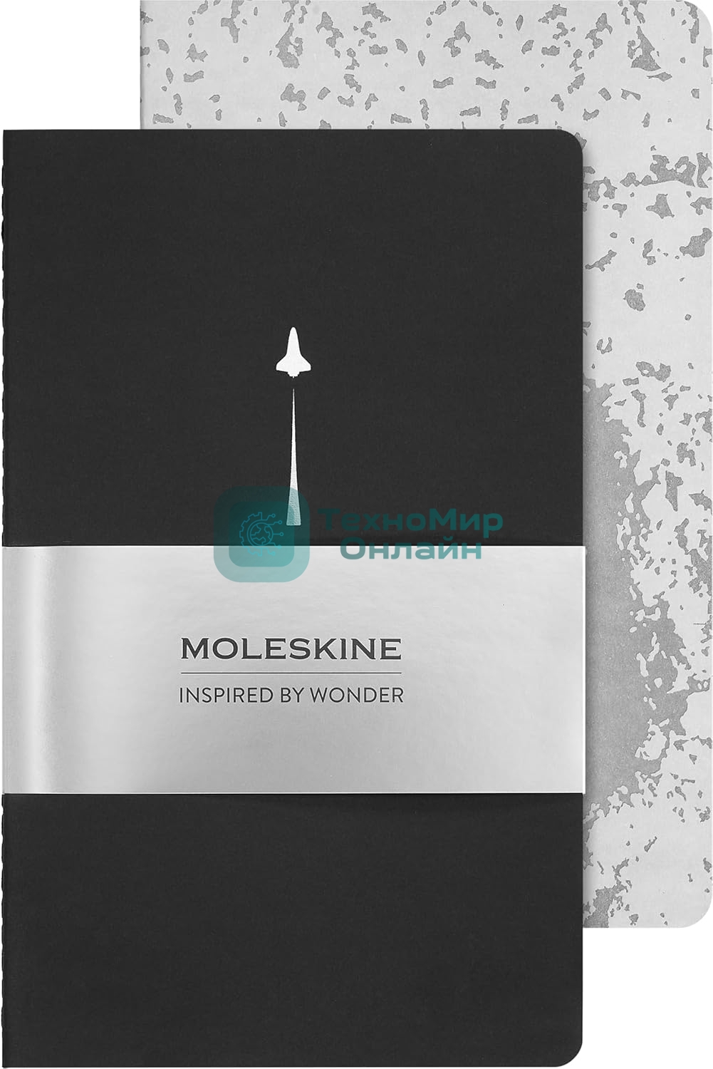 Блокнот Moleskine CAHIER NASA-INSPIRED SKCAHLP7063S2 Large 130х210 мм 120 стр. нелинованный мягкая обложка серебристый/черный Moon (2 шт)