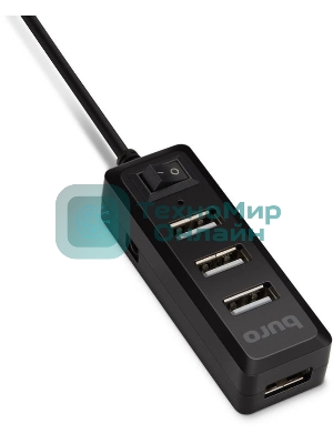 USB-концентратор Buro BU-HUB4-0.5L-U2.0, USB 2.0, USB 4 порта, USB