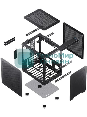 Компьютерный корпус JONSBO Computer Case C6Handle black hang-in version черный, Mini-Tower, материнская плата mATX, без БП, прозрачная боковая панель