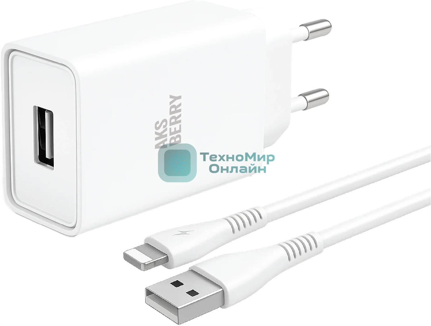 Зарядное устройство Aksberry T40 1USB 24A + Lightning (белый)