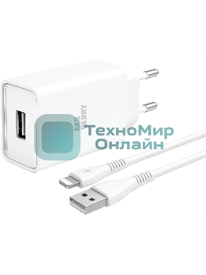 Зарядное устройство Aksberry T40 1USB 24A + Lightning (белый)