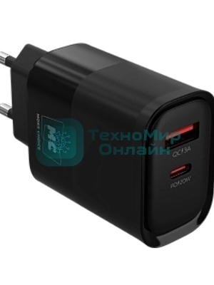 Сетевое зарядное устройство MORE CHOICE (4620202555557) NC81i СЗУ 1USB+1Type-C 3.0A PD 20W+ QC3.0, черный